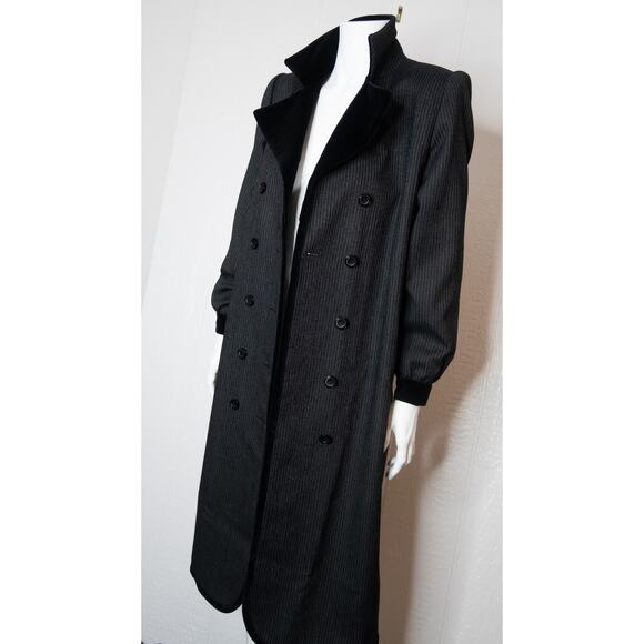 GIVENCHY NOUVELLE BOUTIQUE Vintage '80s Wool Double Breast Pinstripe Overcoat 36 - Picture 2 of 13